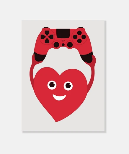 Lienzo corazón de jugador con el gamepad