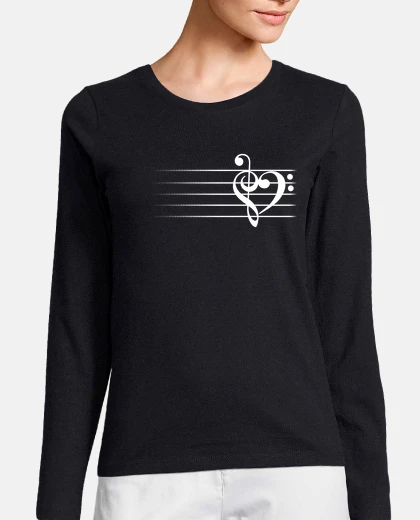 Playera corazón de la música - versión negra
