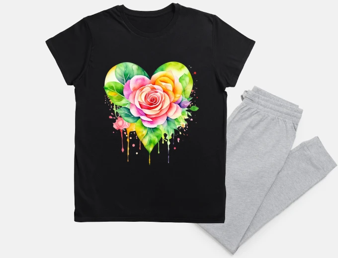 Pijama corazon floral