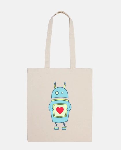 Bolsa corazón lindo robot celebración de dibujos animados