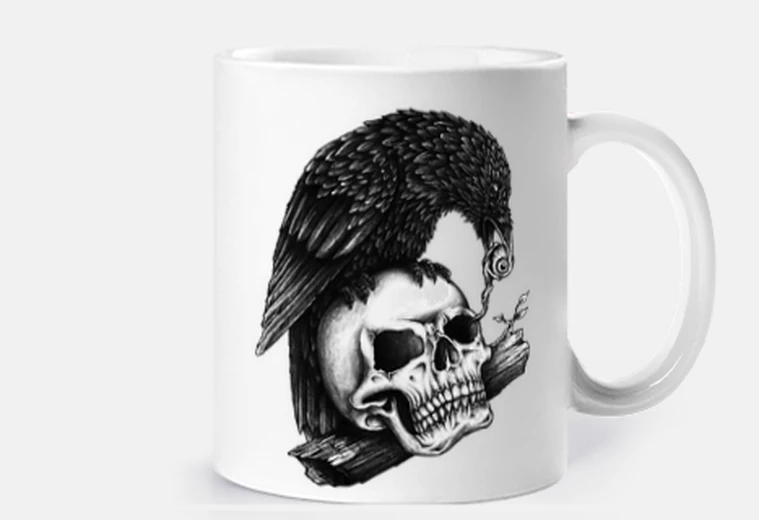 Mug corbeau crâne