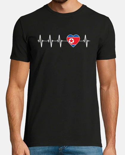 T-shirt corea del nord bandiera cuore dprk core