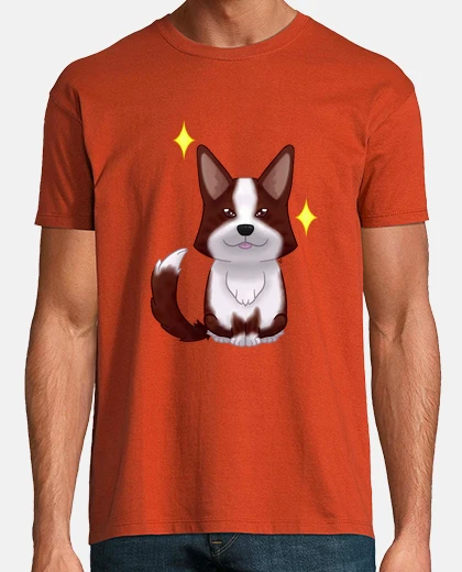 Camiseta Corgi Cardigan rojo oscuro