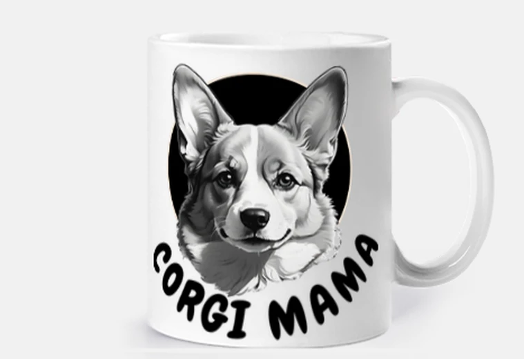 Cup corgi mama puppy price coffee tea croissants herbal tea infusion