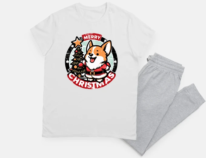 Pigiama corgi natalizio retrò