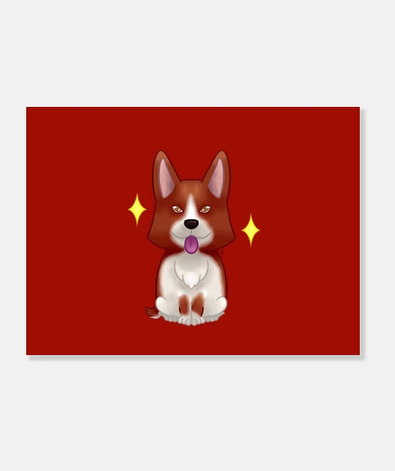 Stampa corgi pembroke rosso scuro