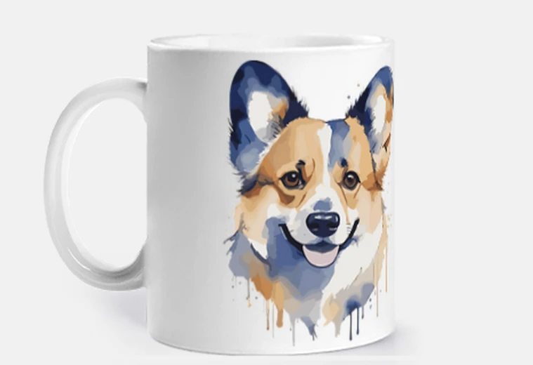 Cup Corgi watercolor