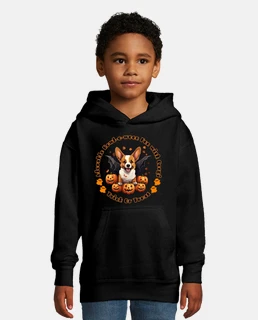 Corgi with bat wings, Funny Halloween, Dog lover, Evil pumpkin, Kids Hoddie