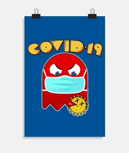 Poster coronavirus fantôme pacman covid19