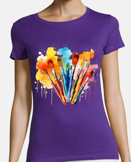 T-shirt corso di acquerello e disegno personalizzabile, scollo a v
