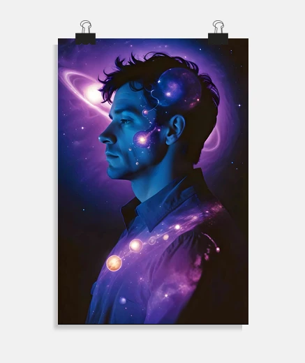 Poster Cosmic Double Exposure Space Infinity