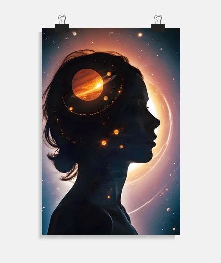Poster Cosmic Double Exposure Space Infinity