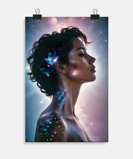 Poster Cosmic Double Exposure Space Infinity