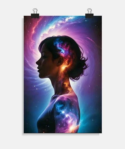 Poster Cosmic Double Exposure Space Infinity