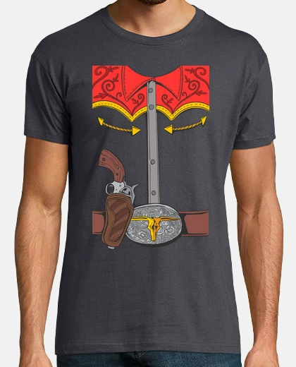T-shirt costume da cowboy cowboy pistolero carnevale pistola e fibbia