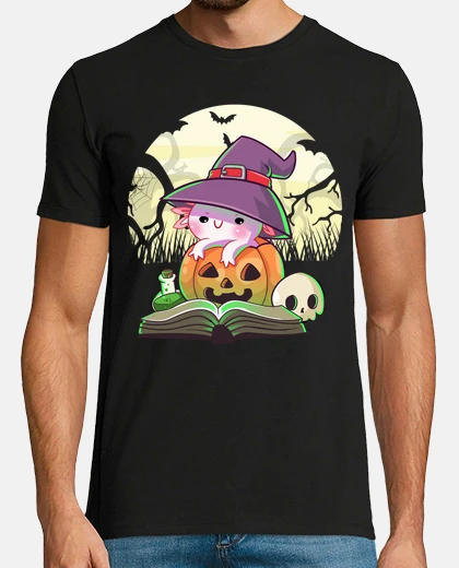 T-shirt costume di halloween axolotl zucca goth