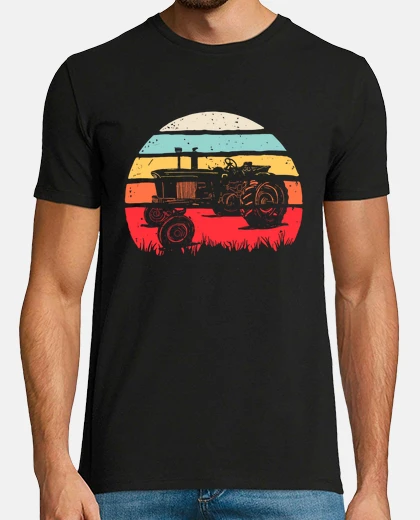 Tee-shirt coucher de soleil tracteur classique agriculteur agriculteur champ ancien