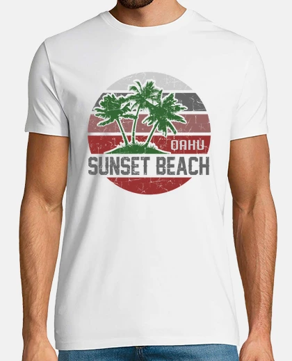 Tee-shirt coucher du soleil plage oahu
