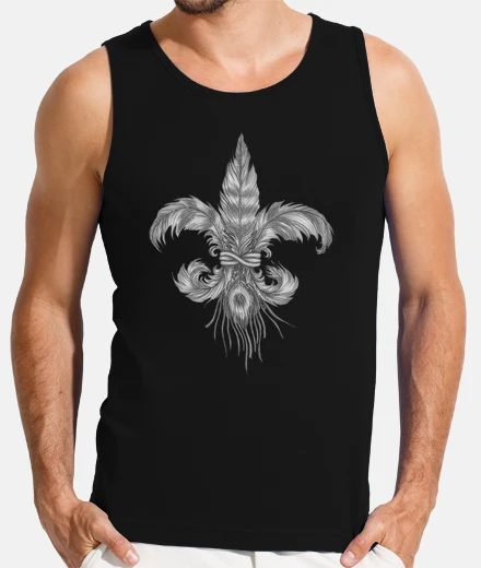 Tee-shirt couettes fleur de lis. l'homme, sans manches, noir