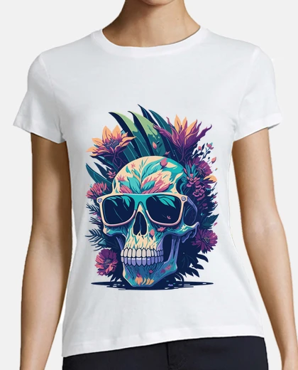 Tee-shirt Couleurs modernes sur skull et tete de