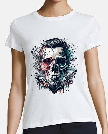 Tee-shirt Couleurs modernes sur skull et tete de