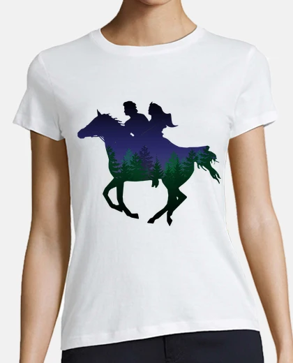 Tee-shirt couple cheval amoureux romantique