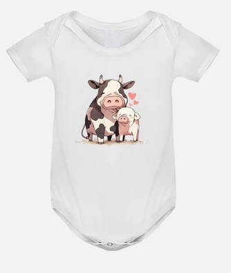 Cow and pig lovers cartoon bodysuit baby onesi. tostadora