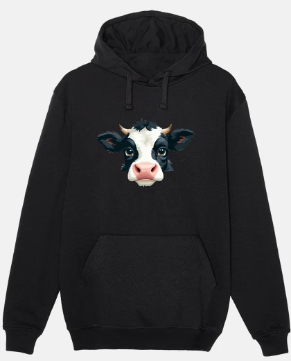 Hoodie Cow Peeking Cute Adorable Funny Animal