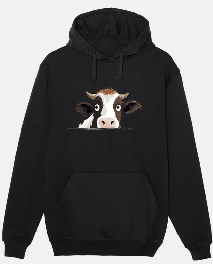 Hoodie Cow Peeking Cute Adorable Funny Animal