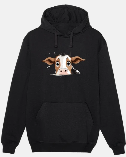 Hoodie Cow Peeking Cute Adorable Funny Animal