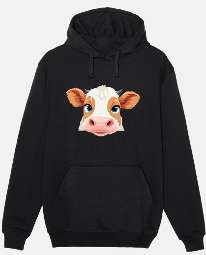 Hoodie Cow Peeking Cute Adorable Funny Animal