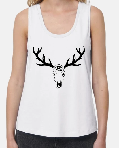 Tee-shirt Crâne de cerf noir et nature en deuil