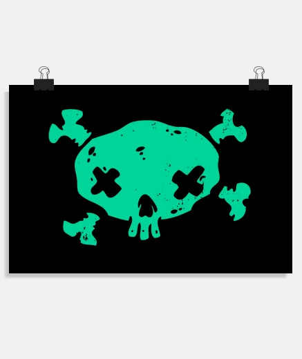 Poster crâne de pirate vert