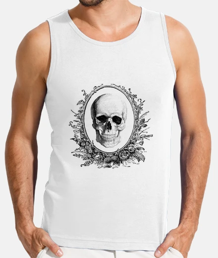 Tee-shirt crâne noir hommes skull débardeur, sans manches, blanc