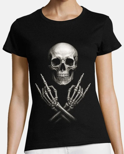 Tee-shirt crâne salut cornes rock and roll