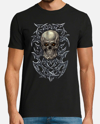 T-shirt tete de mort tribal - Vêtement homme