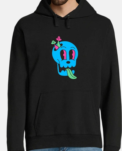 Sudadera cráneo psicodélico, neón, personalizable,