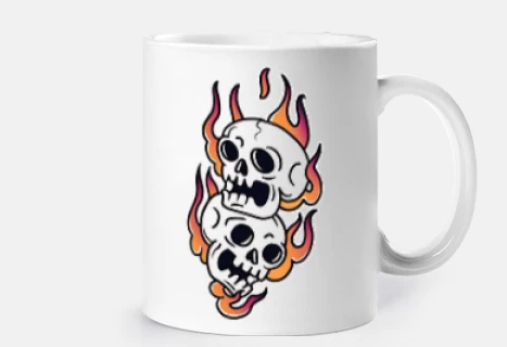 cráneo en fuego arte del tatuaje tradic