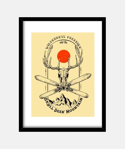 Quadro cranio cervo montagna b