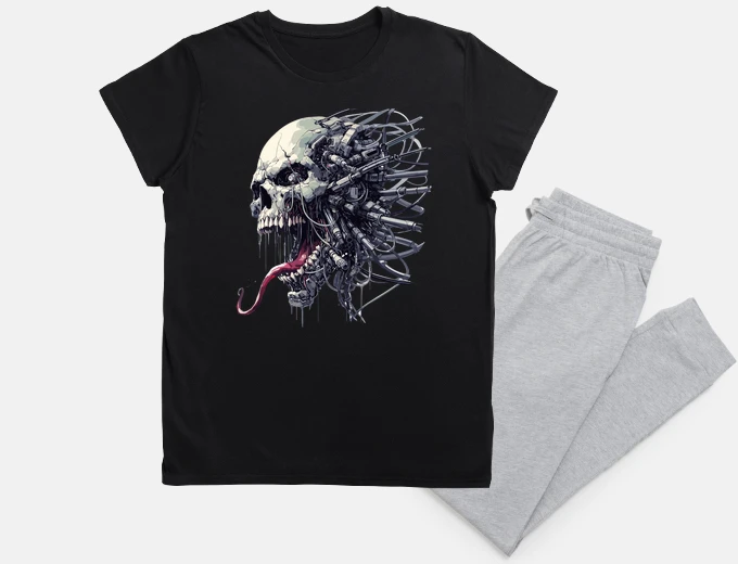 Pajama Creepy cyborg skull cyber punk art
