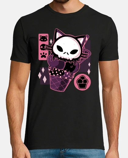 Tee-shirt crème pour chat crâne