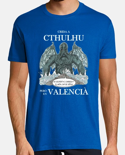 Camiseta Crida a Cthulhu però en valencià Blanc
