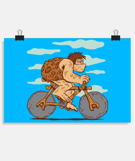 Poster cro-magnon man riding a bike poster bedroom living room poster