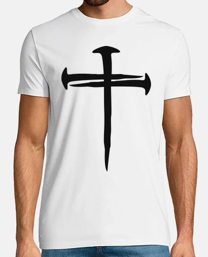 T-shirt croce di gesù cristo con chiodi scout gotici