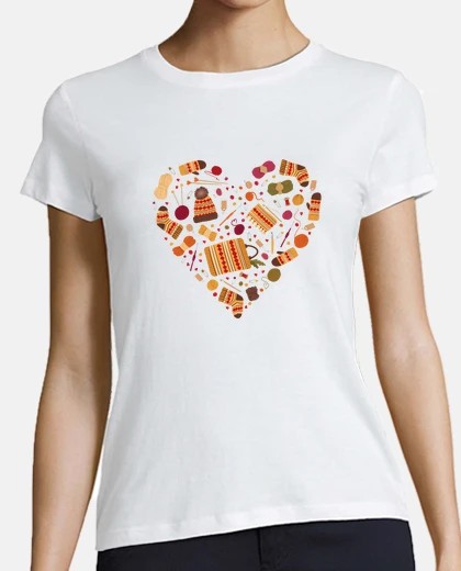 Playera Crochet Heart Funny Crocheting Lovers Yarn Hook Knitting