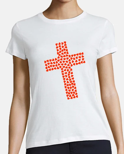 Tee-shirt croix catholiques coeurs