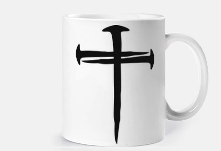 Mug croix de Jésus Christ avec des clous personnaliser tasse café thé infusion  gothique  scouts  