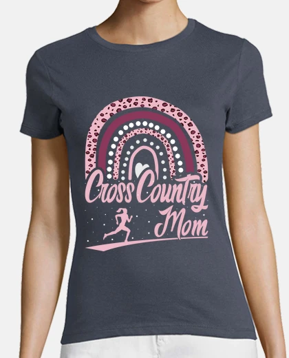T-shirt cross country mom leopard rainbow