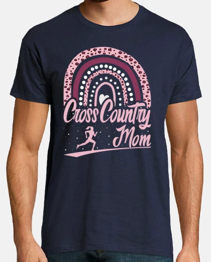 T-shirt cross country mom leopard rainbow