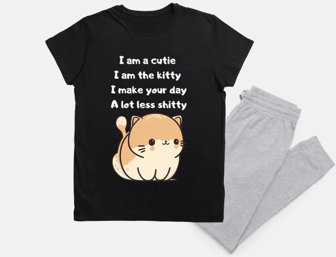 Pigiama cu tie kitty shit day ty